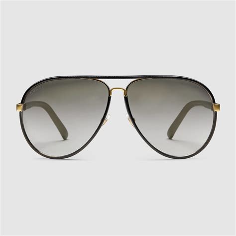 gucci leather aviator sunglasses|gucci unisex aviator sunglasses.